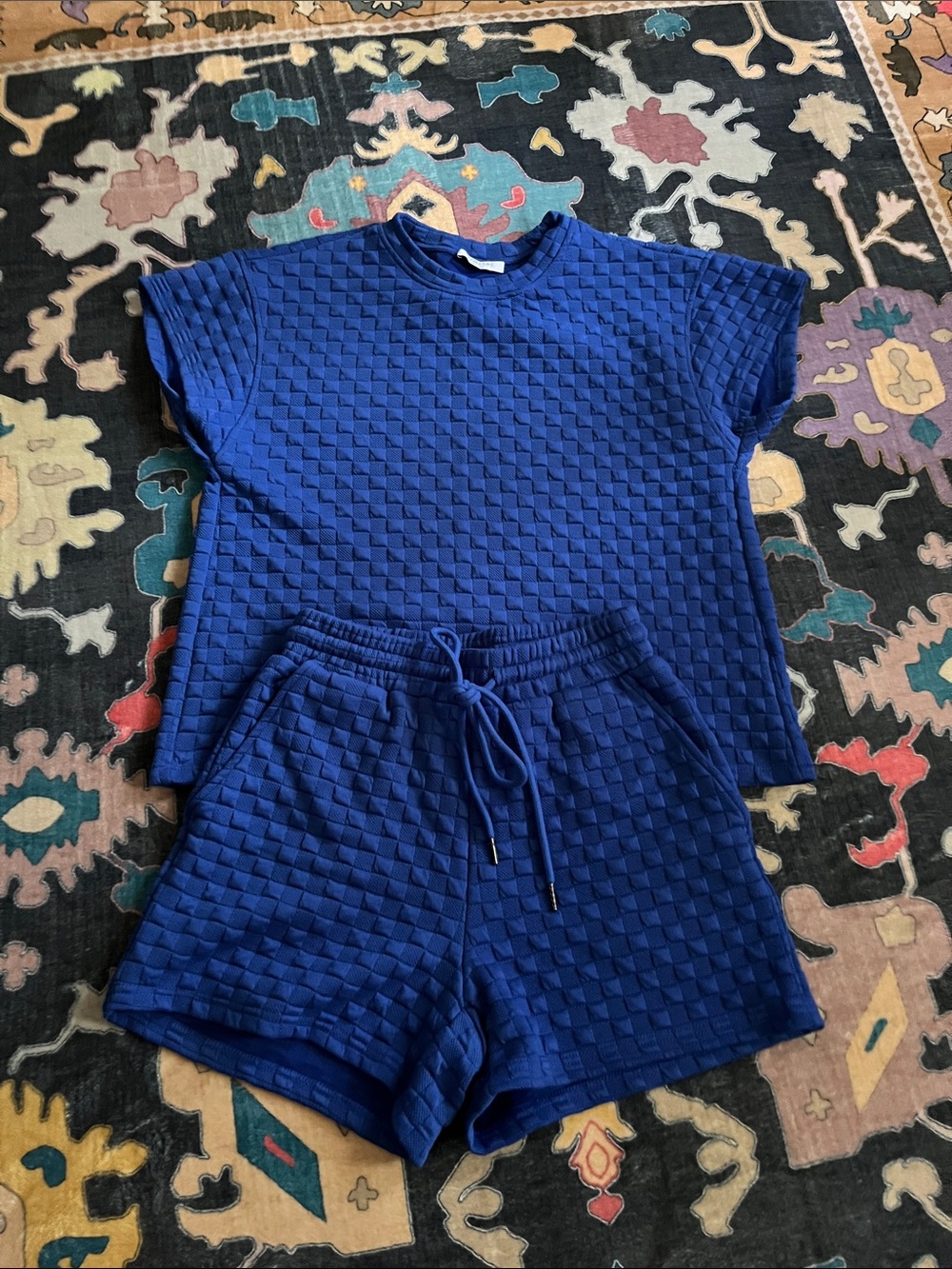 Women's Quilted 2 piece outfit!- Royal Blue! Worn once!